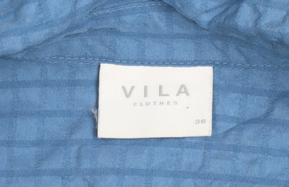 Vila Women's Blue Long Sleeve Collared Button Blouse Size 10