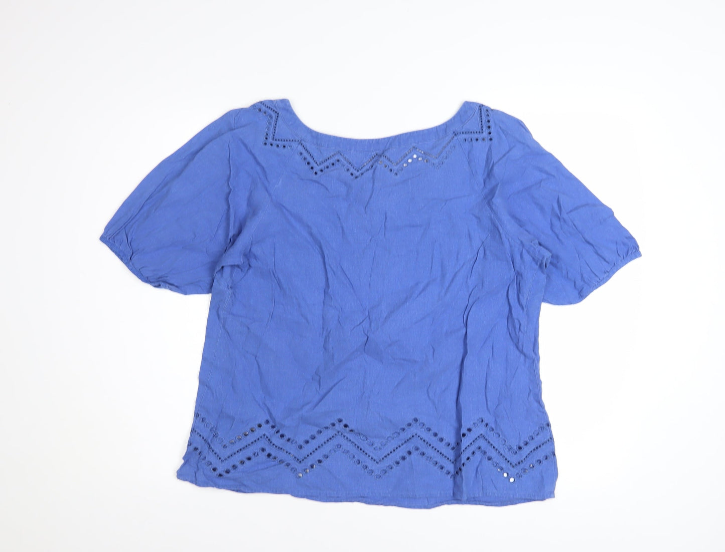 Marks and Spencer Women Blue Linen Blend Tunic Blouse Size 16
