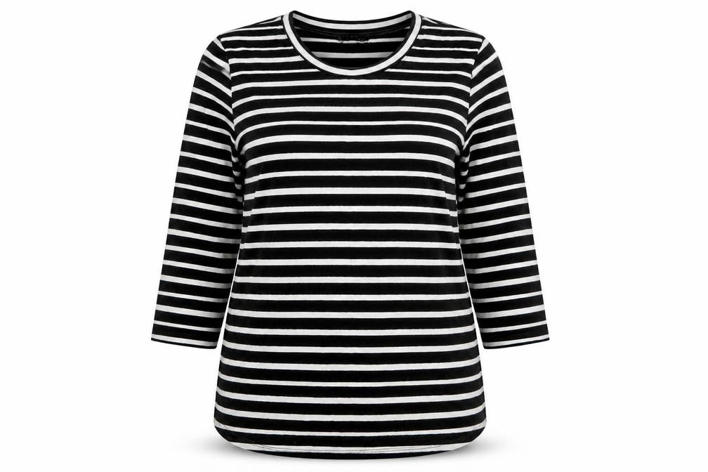 Phase Eight Women’s Black White Striped 3/4 Sleeve Jersey Top UK 18