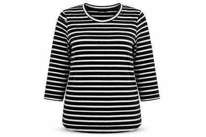 Phase Eight Women’s Black White Striped 3/4 Sleeve Jersey Top UK 18