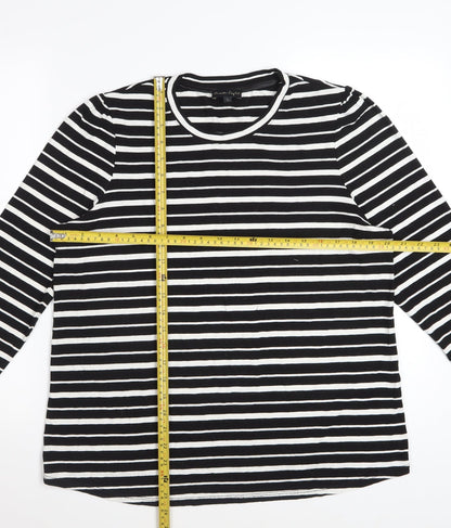 Phase Eight Women’s Black White Striped 3/4 Sleeve Jersey Top UK 18