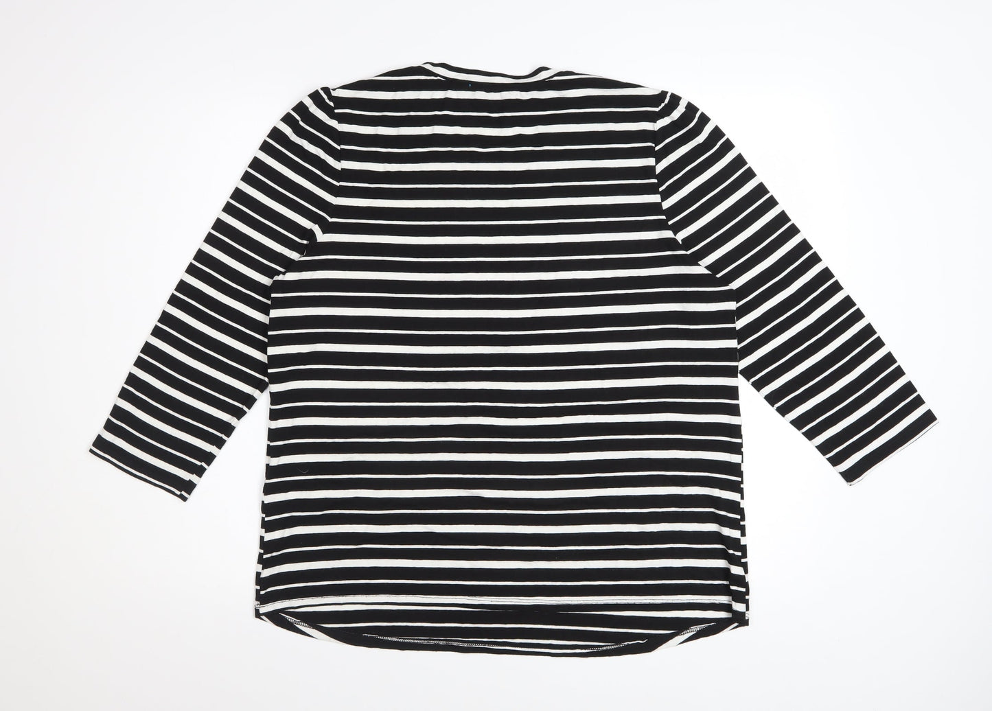 Phase Eight Women’s Black White Striped 3/4 Sleeve Jersey Top UK 18