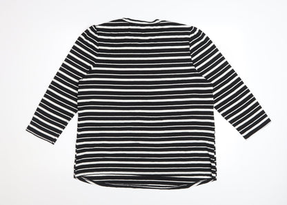 Phase Eight Women’s Black White Striped 3/4 Sleeve Jersey Top UK 18