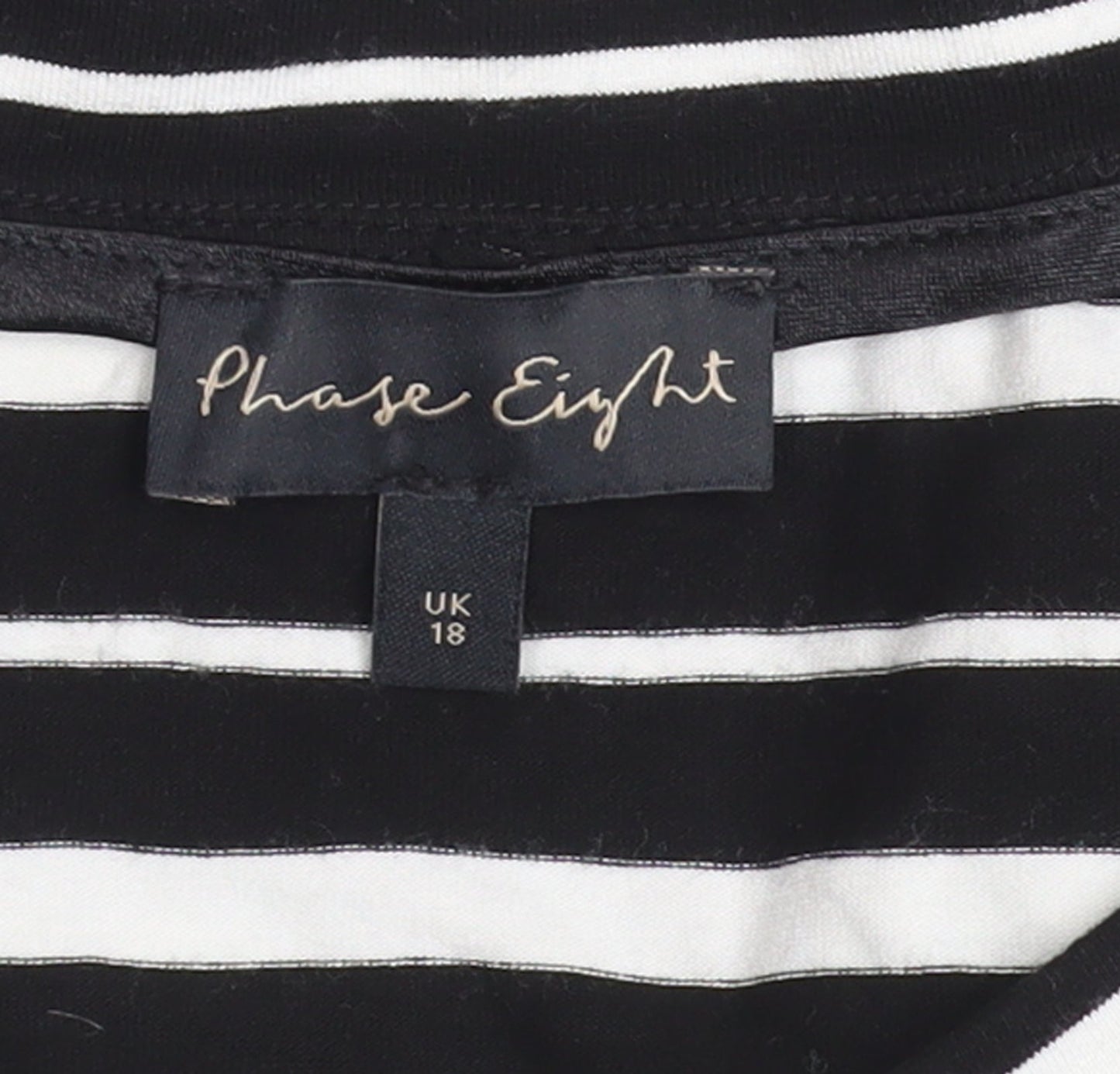 Phase Eight Women’s Black White Striped 3/4 Sleeve Jersey Top UK 18