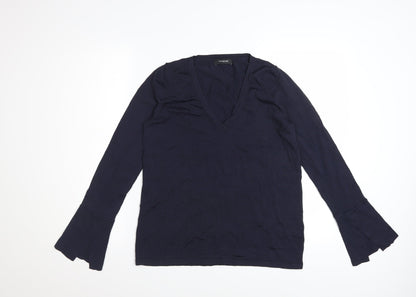 Marks and Spencer Women’s Navy Blue Flared Sleeve V-Neck Blouse Size 8