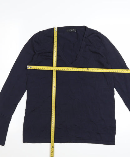 Marks and Spencer Women’s Navy Blue Flared Sleeve V-Neck Blouse Size 8