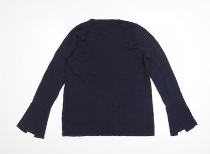 Marks and Spencer Women’s Navy Blue Flared Sleeve V-Neck Blouse Size 8
