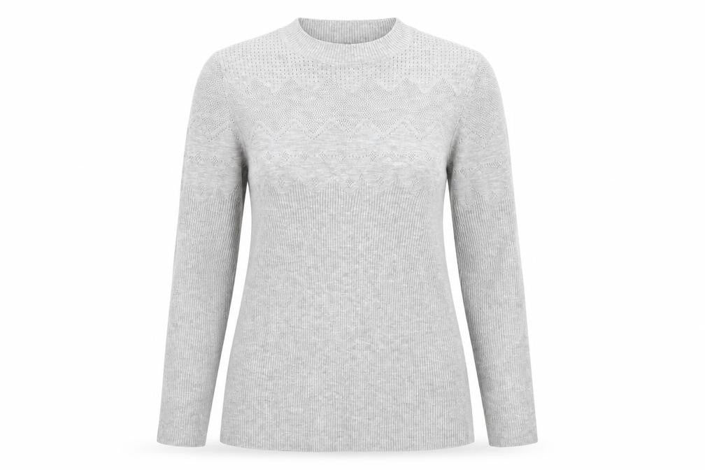 Warehouse Women Grey Crew Neck Knit Jumper Size 14 Regular