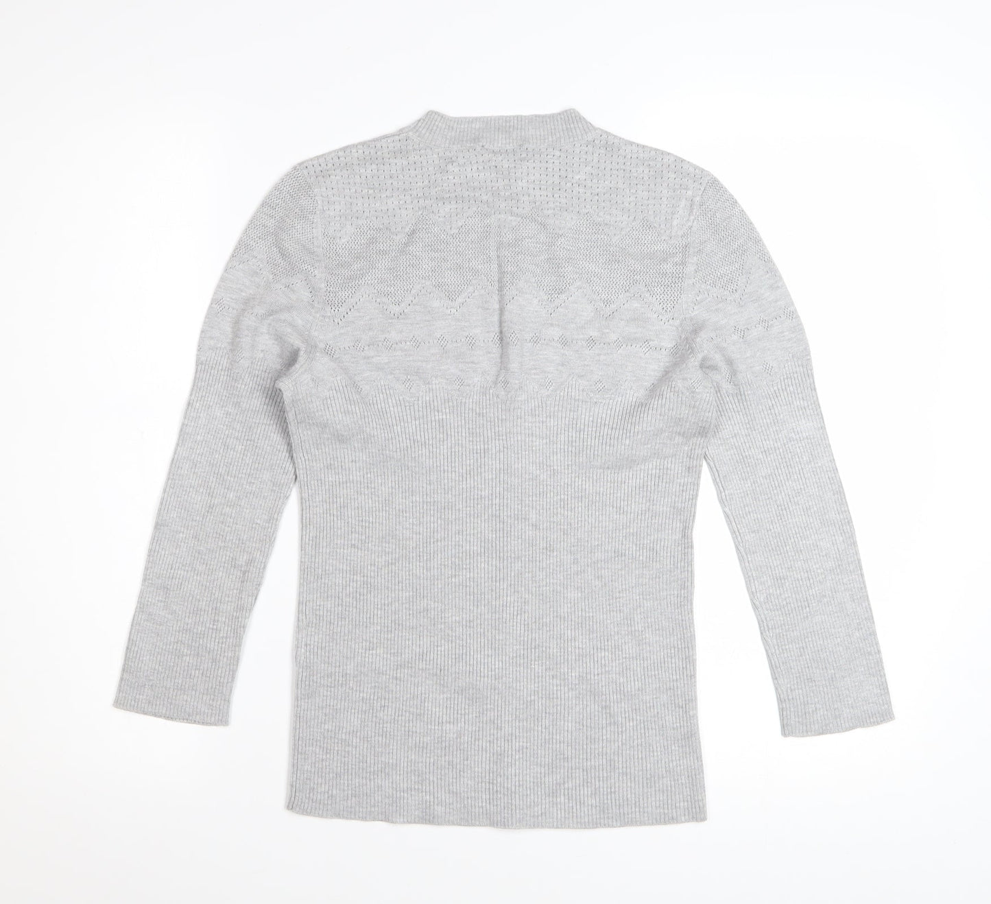 Warehouse Women Grey Crew Neck Knit Jumper Size 14 Regular