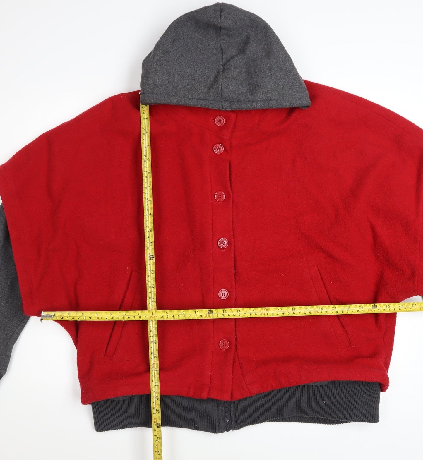 By Henry Holland Women Red Short Bomber Jacket Size 18 Wool Blend