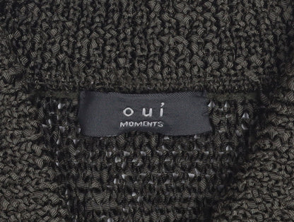 Oui Moments Women's Brown Collared Knit Short Sleeve Cardigan M