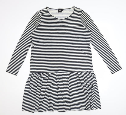 ASOS Women's Black White Striped Drop Waist Jersey Dress Size 10