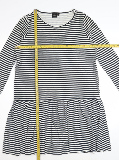 ASOS Women's Black White Striped Drop Waist Jersey Dress Size 10