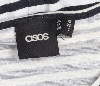 ASOS Women's Black White Striped Drop Waist Jersey Dress Size 10