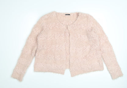 Roman Women’s Pink Chunky Knit Open Cardigan Size 16