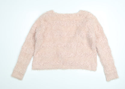 Roman Women’s Pink Chunky Knit Open Cardigan Size 16