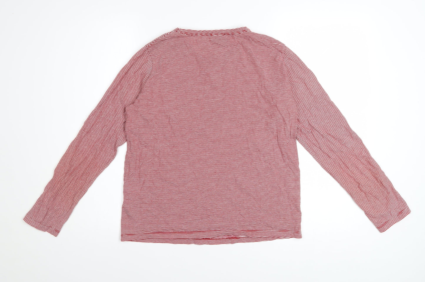 Topshop Women Red Striped Long Sleeve Cotton T-Shirt Size 10