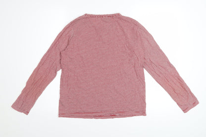 Topshop Women Red Striped Long Sleeve Cotton T-Shirt Size 10