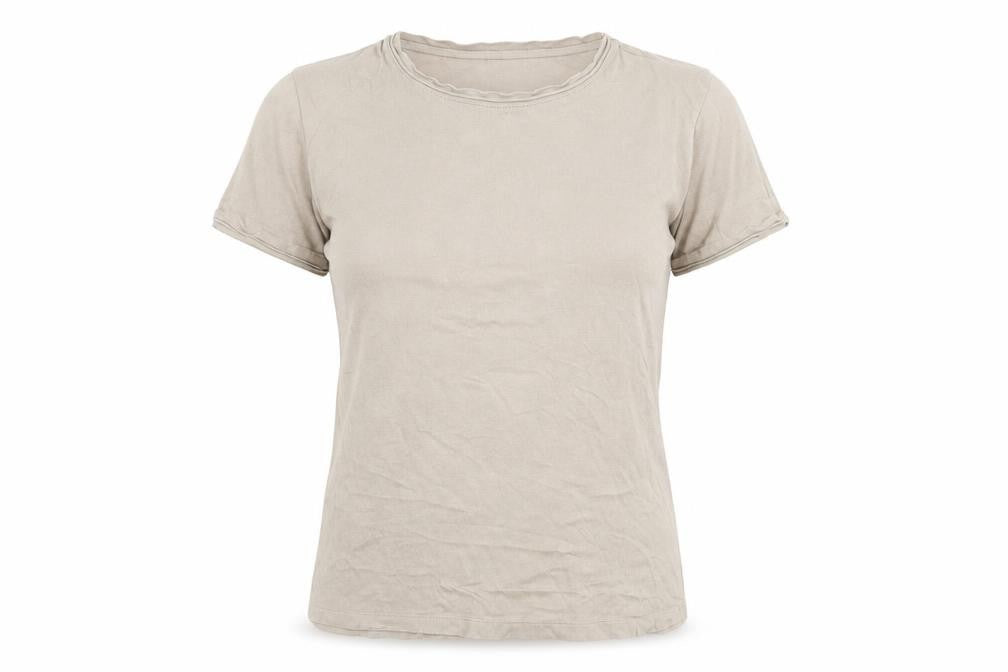 Zara Women Beige Cotton Basic Crew Neck T-Shirt Size 12
