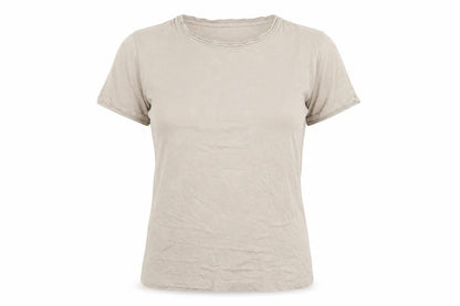 Zara Women Beige Cotton Basic Crew Neck T-Shirt Size 12