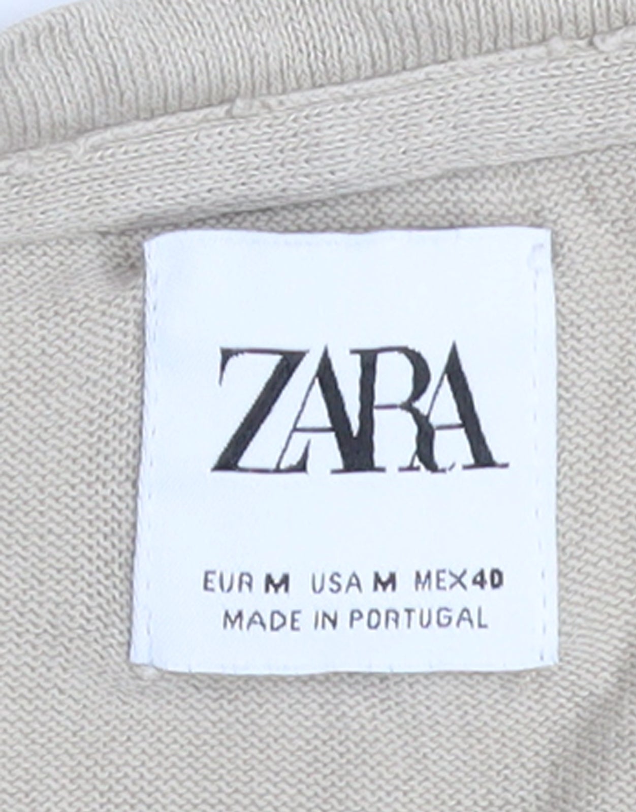 ZARA Women Beige Cotton Basic Crew Neck T-Shirt Size 12