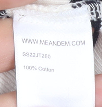 ME+EM Women Black White Striped Cotton Long Sleeve T-Shirt UK 10