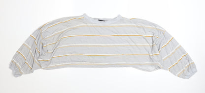 Out From Under Urban Outfitters Women Grey Striped Cropped T-Shirt M