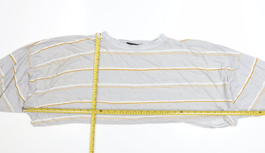 Out From Under Urban Outfitters Women Grey Striped Cropped T-Shirt M