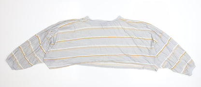 Out From Under Urban Outfitters Women Grey Striped Cropped T-Shirt M