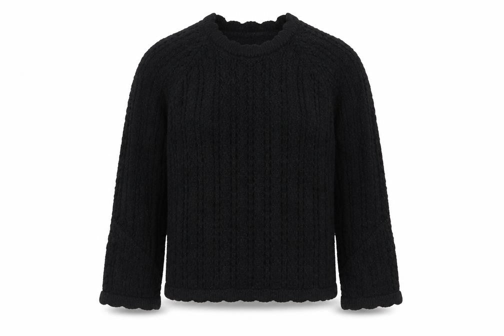 Marks and Spencer Per Una Women's Black Cable-Knit Wool Blend Jumper S