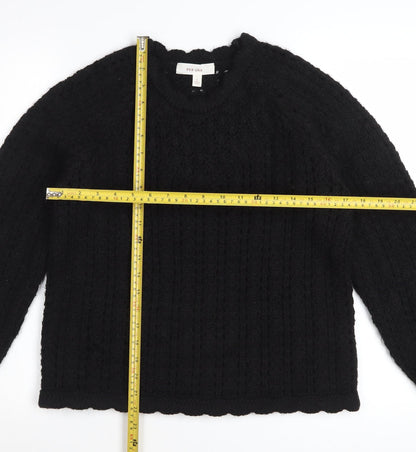 Marks and Spencer Per Una Women's Black Cable-Knit Wool Blend Jumper S
