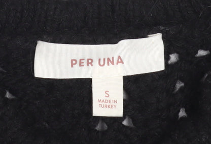 Marks and Spencer Per Una Women's Black Cable-Knit Wool Blend Jumper S