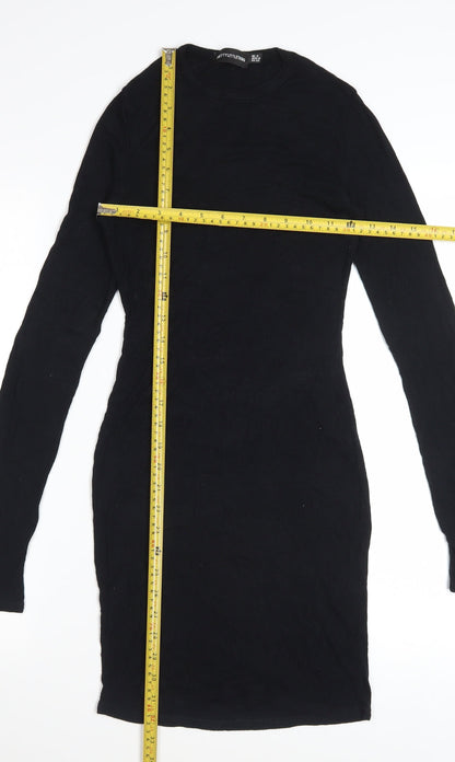 PrettyLittleThing Women Black Size 6 Bodycon Mini Dress Long Sleeve