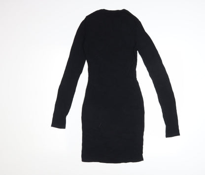 PrettyLittleThing Women Black Size 6 Bodycon Mini Dress Long Sleeve