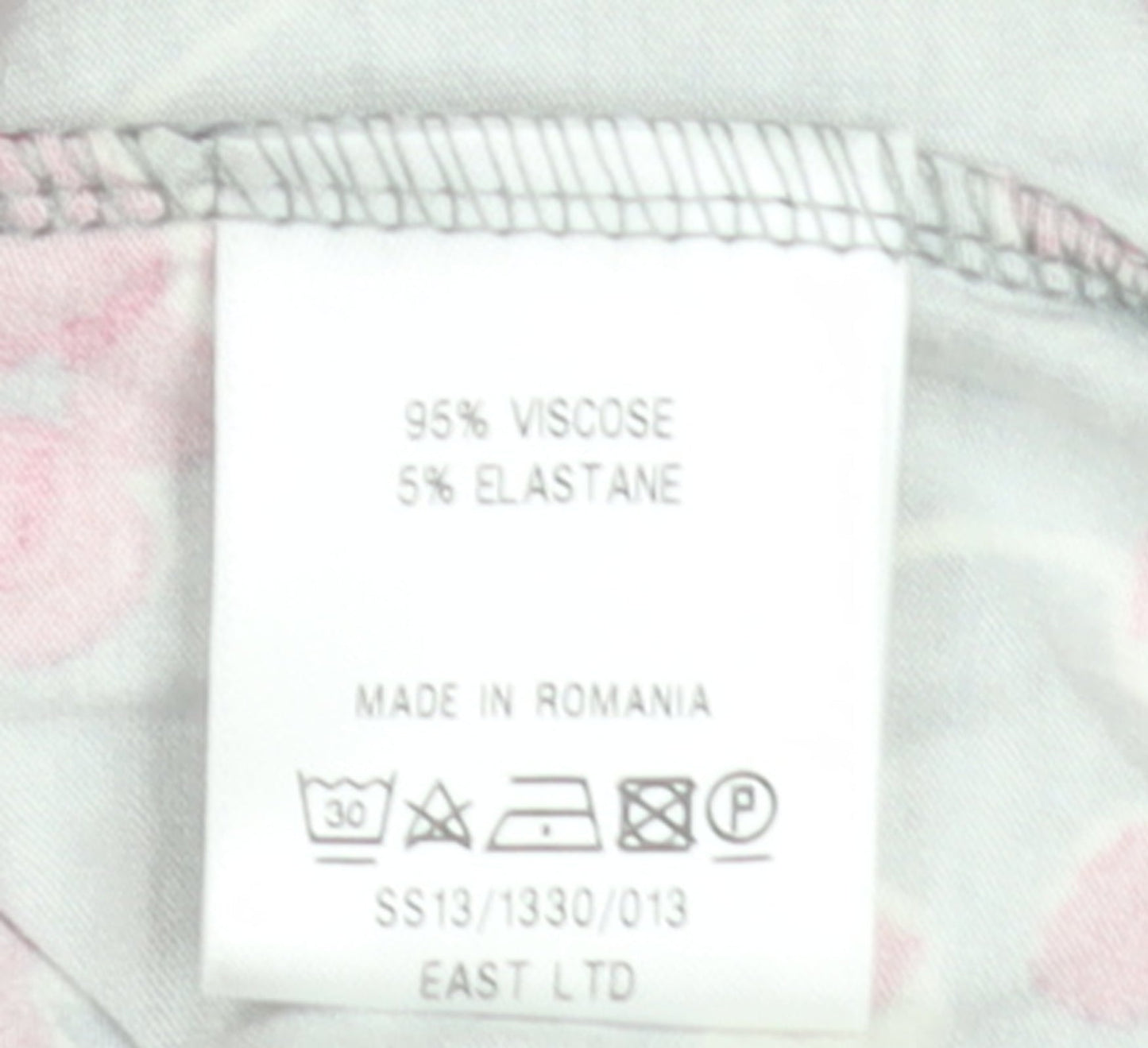 EAST Women Grey Floral Ruched V-Neck Knee Length Wrap Dress Size 10