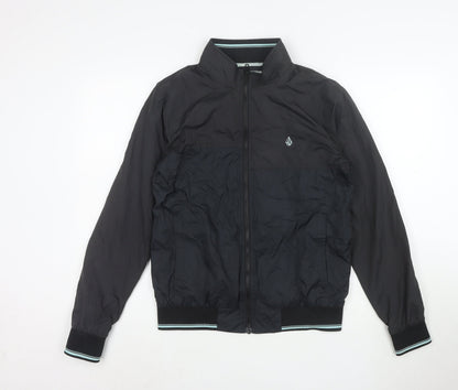 Volcom Men's Black Polyester Bomber Jacket Size S Lined Lightweight