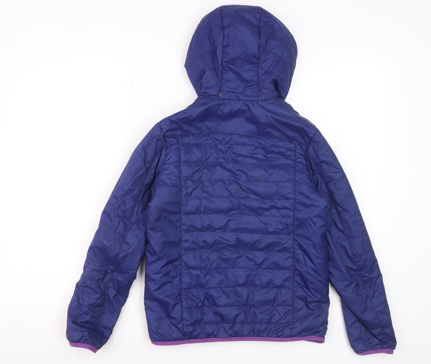 Quechua Girls Blue Hooded Puffer Jacket 10 Years Lightweight Winter Coat