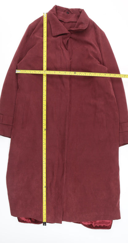 Four Seasons Women’s Red Suede Long Overcoat M Classic Style