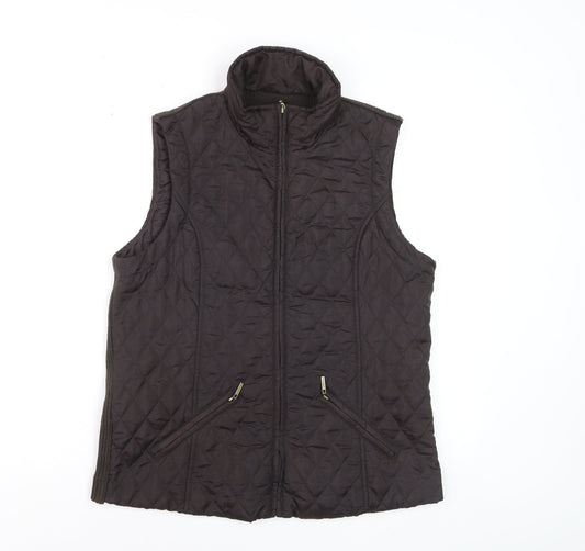 Dash Womens Brown Quilted Waistcoat Gilet Size 12 Zip Pockets