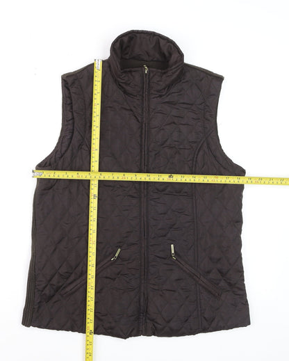 Dash Womens Brown Quilted Waistcoat Gilet Size 12 Zip Pockets