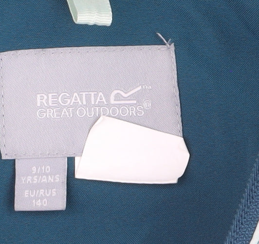 Regatta Boys Blue Waterproof Hooded Rain Coat Jacket 9-10 Years