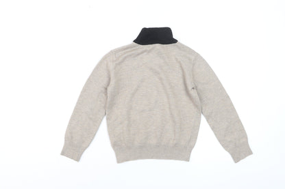 Harper James Boys Beige Brown Roll Neck Pullover Jumper Size 7 Years