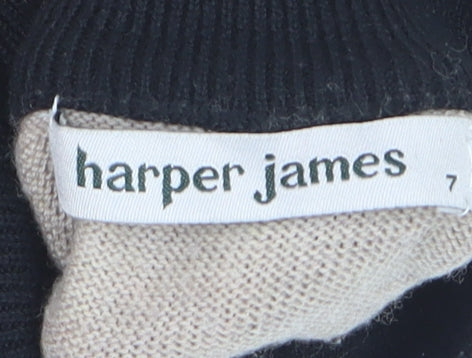 Harper James Boys Beige Brown Roll Neck Pullover Jumper Size 7 Years