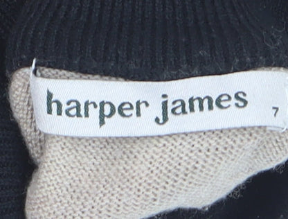 Harper James Boys Beige Brown Roll Neck Pullover Jumper Size 7 Years