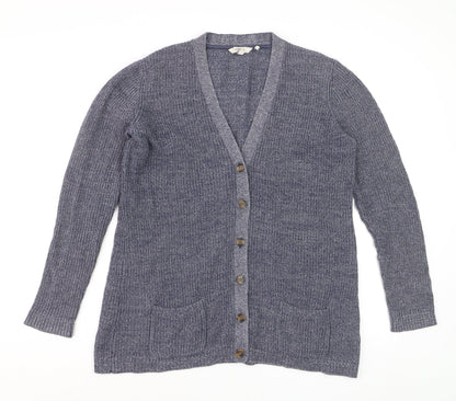 FatFace Women's Blue Size 14 V-Neck Long Sleeve Cardigan
