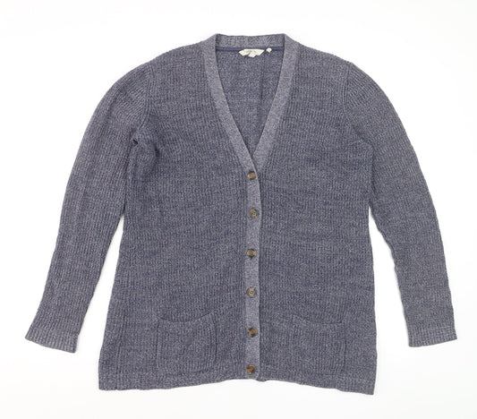 FatFace Women's Blue Size 14 V-Neck Long Sleeve Cardigan