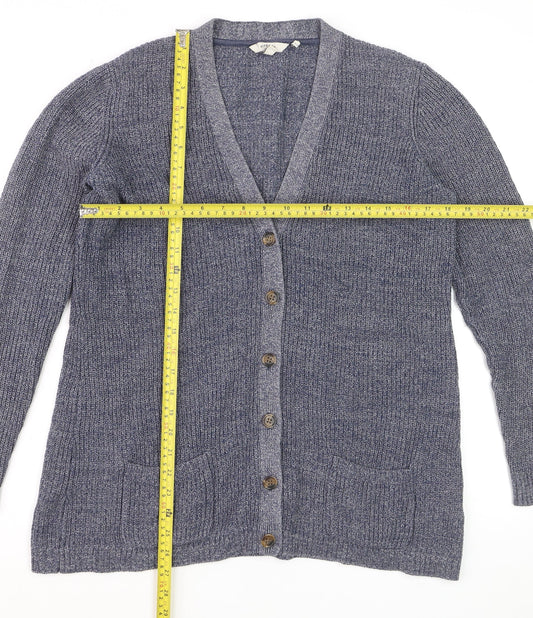 FatFace Women's Blue Size 14 V-Neck Long Sleeve Cardigan