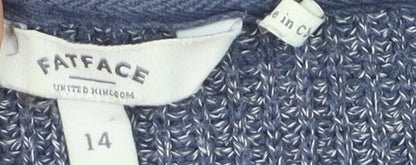 FatFace Women's Blue Size 14 V-Neck Long Sleeve Cardigan