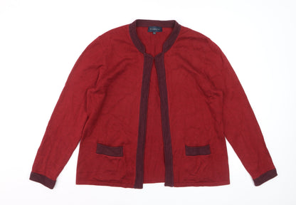 Viyella Women's Red Knit Cardigan XL Long Sleeve Open Front