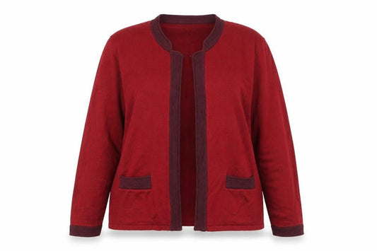 Viyella Women's Red Knit Cardigan XL Long Sleeve Open Front